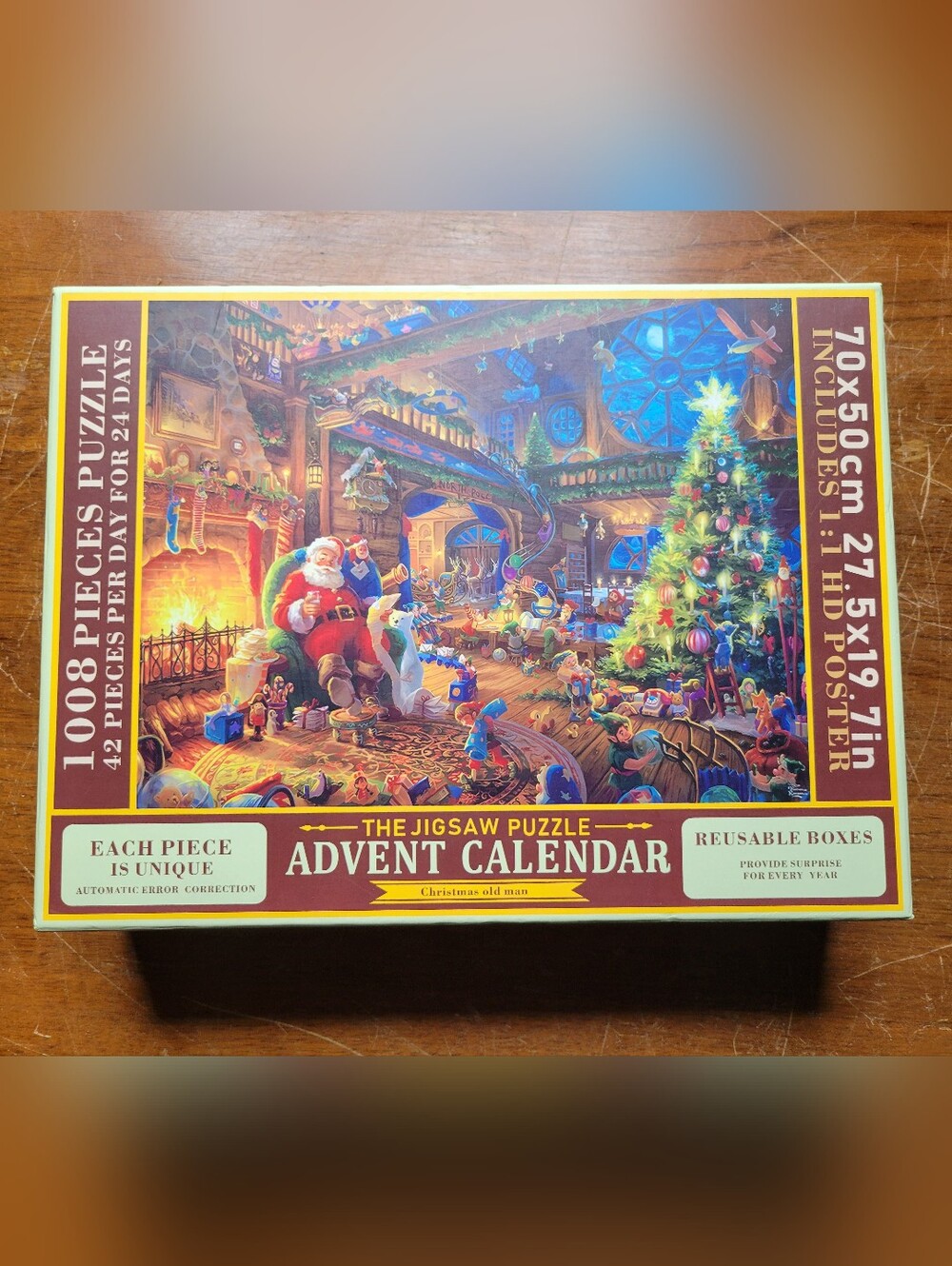 Reusable Christmas Advent Calendar Jigsaw Puzzle, 1008 Pc Santa Workshop